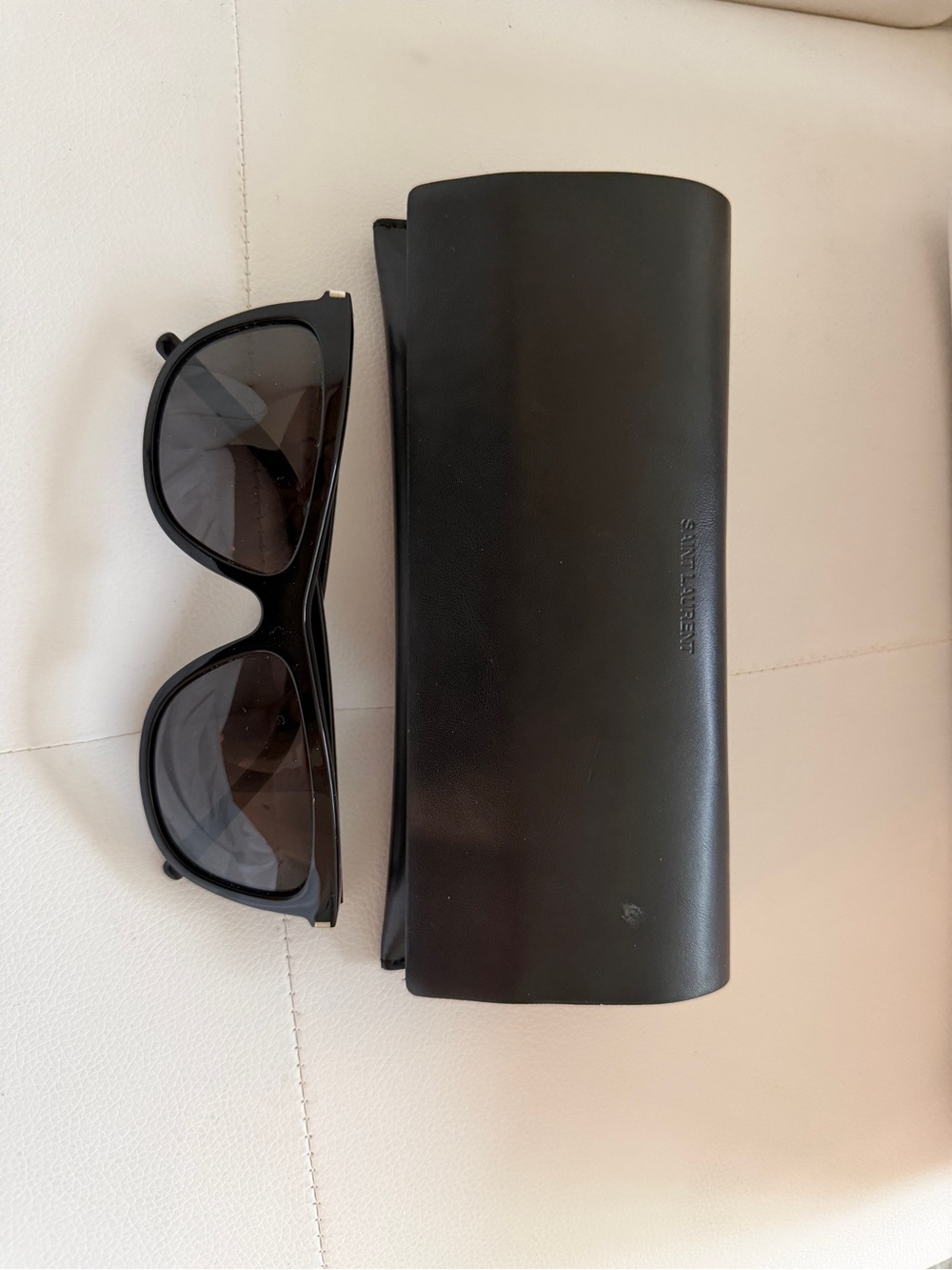 AUTHENTIC Saint Laurent Black Oversized Cat-Eye Sunglasses with Black Case